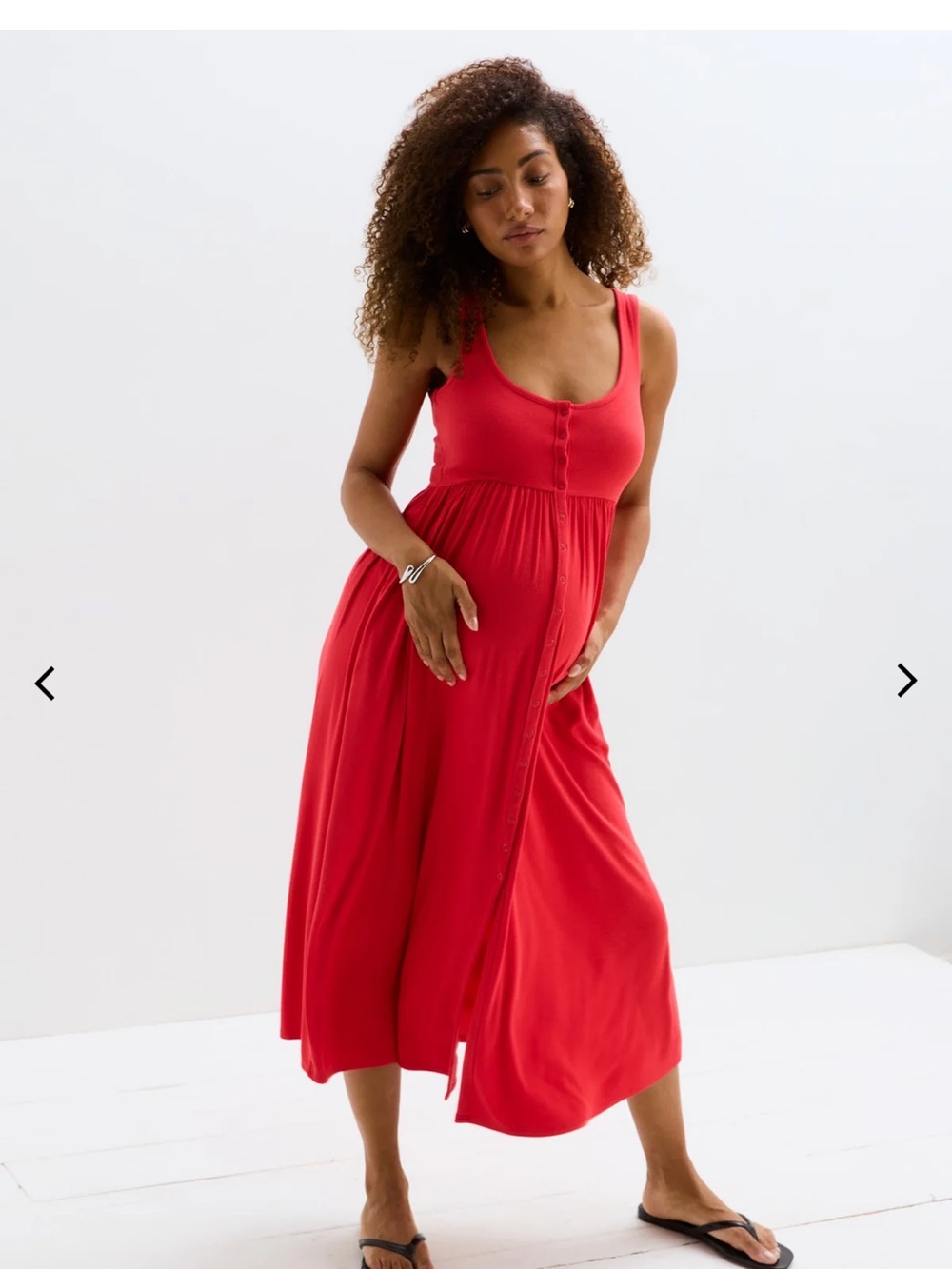 Hatch Red Sleeveless Button-Front Midi Dress